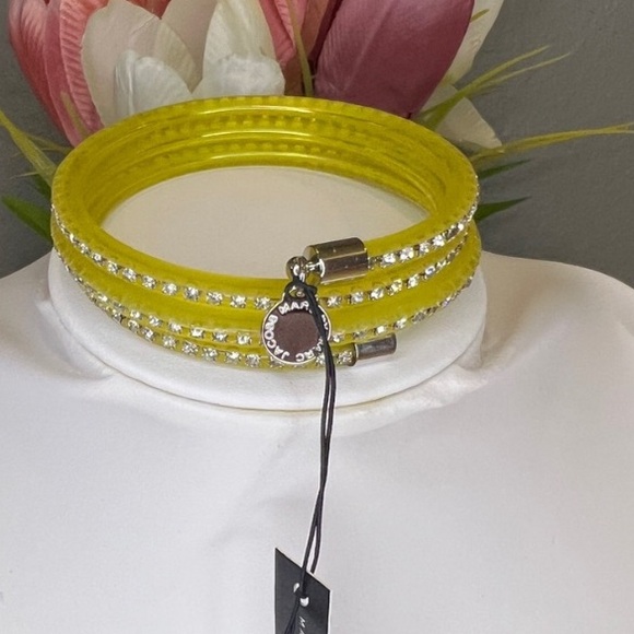 Marc by Mark Jacobs Yellow Silicone Wrap Bracelet with Silver Tone Crystals. - Picture 5 of 5